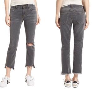 Current Elliott Cropped Straight Austen Frayed Distressed Slant Hem Jeans 29 NWT